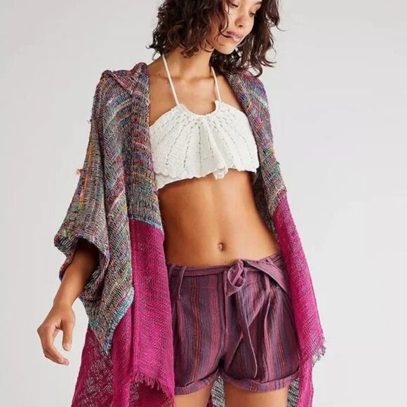 UNWORN. Saachi RAINBOW SARI HOODED Woven KIMONO. One Size